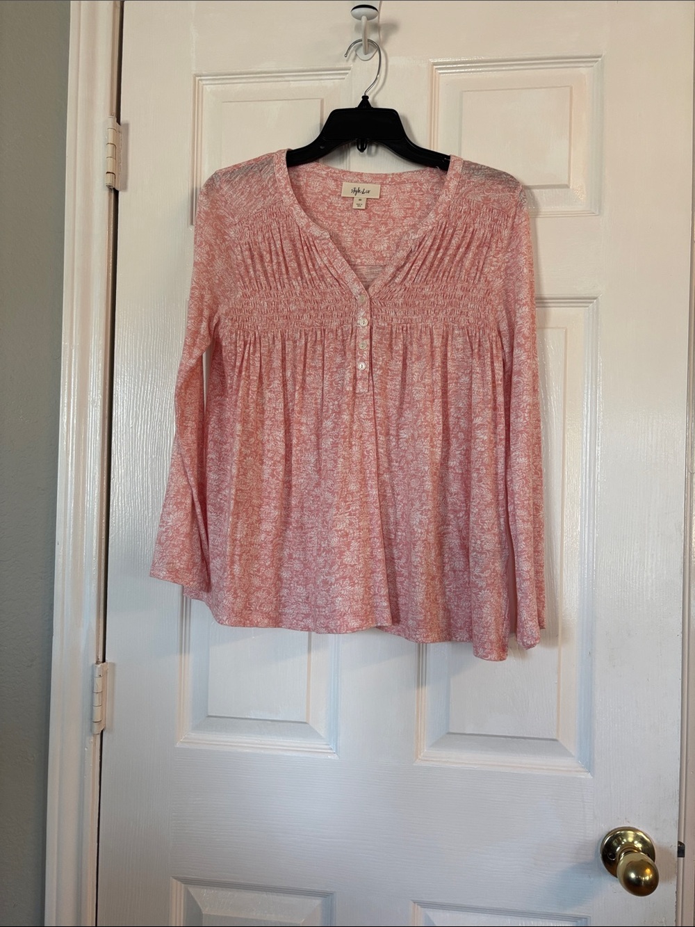 GAP Pink Floral Henley Babydoll Top